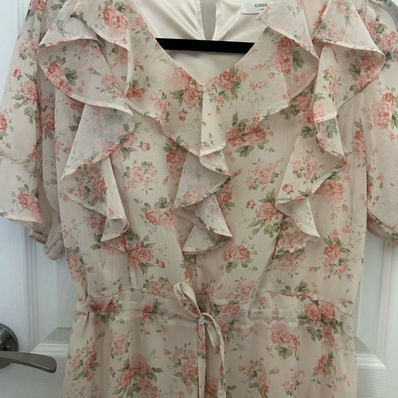Pale Pink and Floral Dress with Ruffle Details, Sz M - Picture 2 of 8